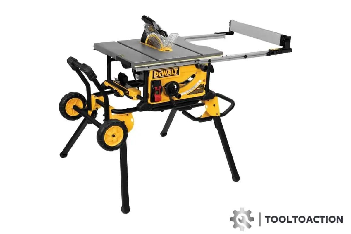 An image of the Dewalt DWE7491RS 10-Inch Table Saw and the tooltoaction logo